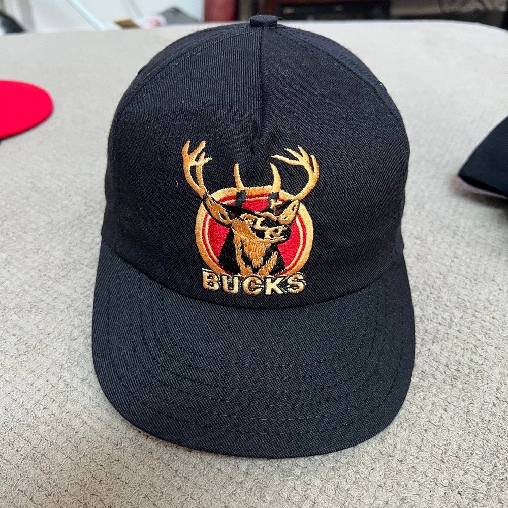 Vintage 1990s Bucks Buck The System Snapback Hat Black Made in USA OSFA